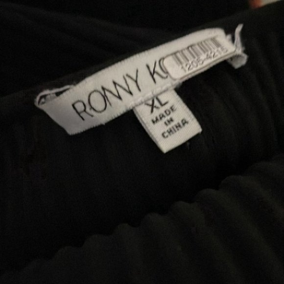 Ronny Kobo Mardelle Asymmetrical High Leg Slit Halter Black Ribbed Midi dress - Picture 3 of 12